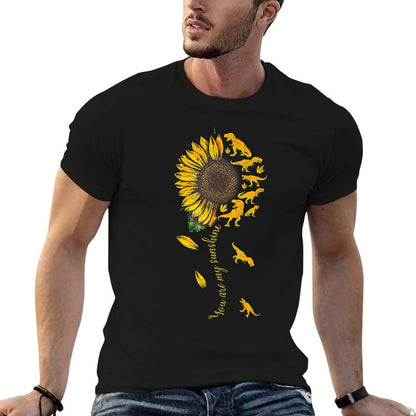 You Are My Sunshine Dinosaur T-rex Sunflower  Oversized Silhouette T-Shirt