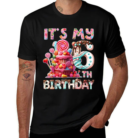 Kids It’s My 6th Birthday 6 Years Old Sweet Candy Bday Party  Moisture-wicking T-Shirt