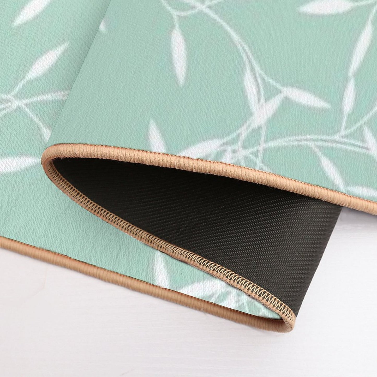 Organic Pattern - Pastel Green Background with White Details  Multi-Purpose Bath Mat