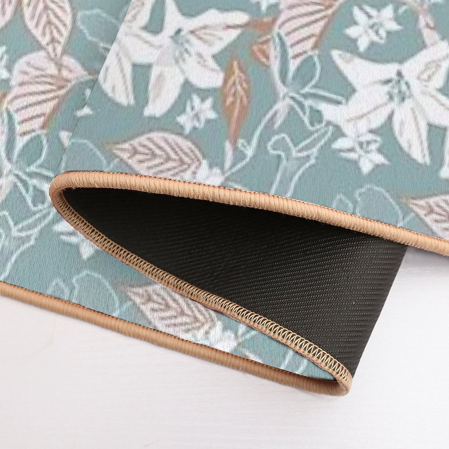 Gentle Floral Pine And Sienna.  Non-Slip Bath Mat