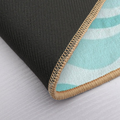 Modern Retro Liquid Swirl Abstract in Light Aqua Teal Blue  Stain-Proof Bath Mat