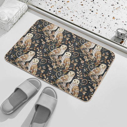 Wooden Wonderland Barn Owl Collage  Rapid-Drying Bath Mat