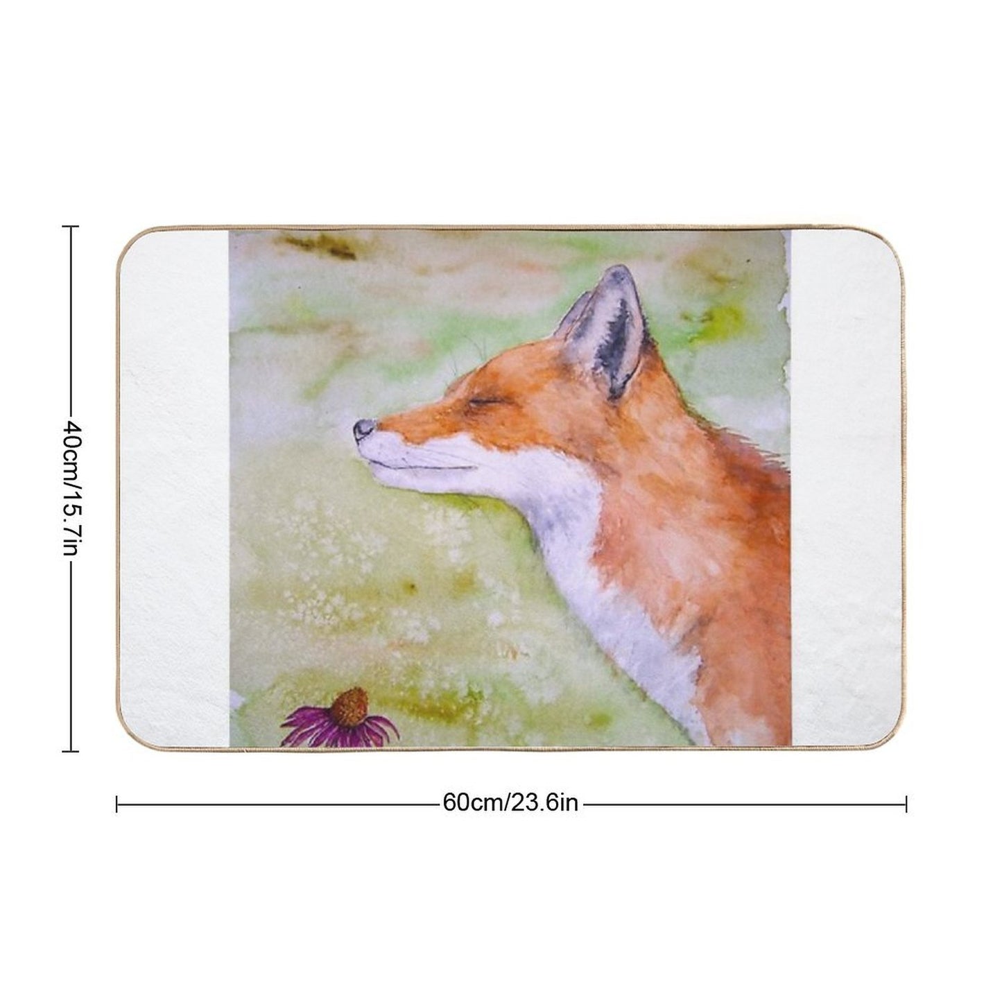 Cute Fox Watercolour in Silent Nature  Eco-Friendly Bath Mat