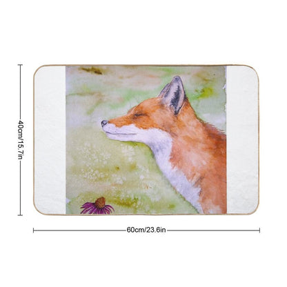 Cute Fox Watercolour in Silent Nature  Eco-Friendly Bath Mat