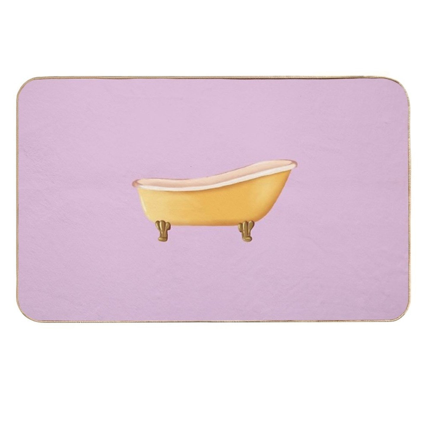 Vintage Yellow Bathtub  Repositionable Bath Mat