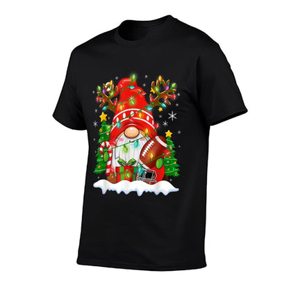 Funny Reindeer Gnome  Football Ball Christmas Lights Xmas  Trendy Pattern T-Shirt