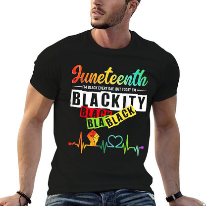 Juneteenth Blackity Heartbeat Black History African America  Easy-care T-Shirt