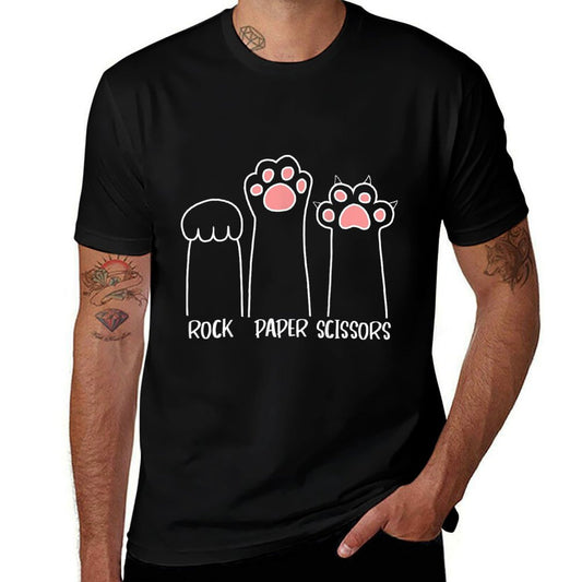 Introvert Cat Animal Rescue Pet Lover Apparel Rock Paper Scissors Hand Game Cute Paw Funny Cat Durable T-Shirt