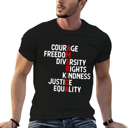Womens America Courage Freedom Diversity Rights Kindness Justice Eq  Easy-care T-Shirt