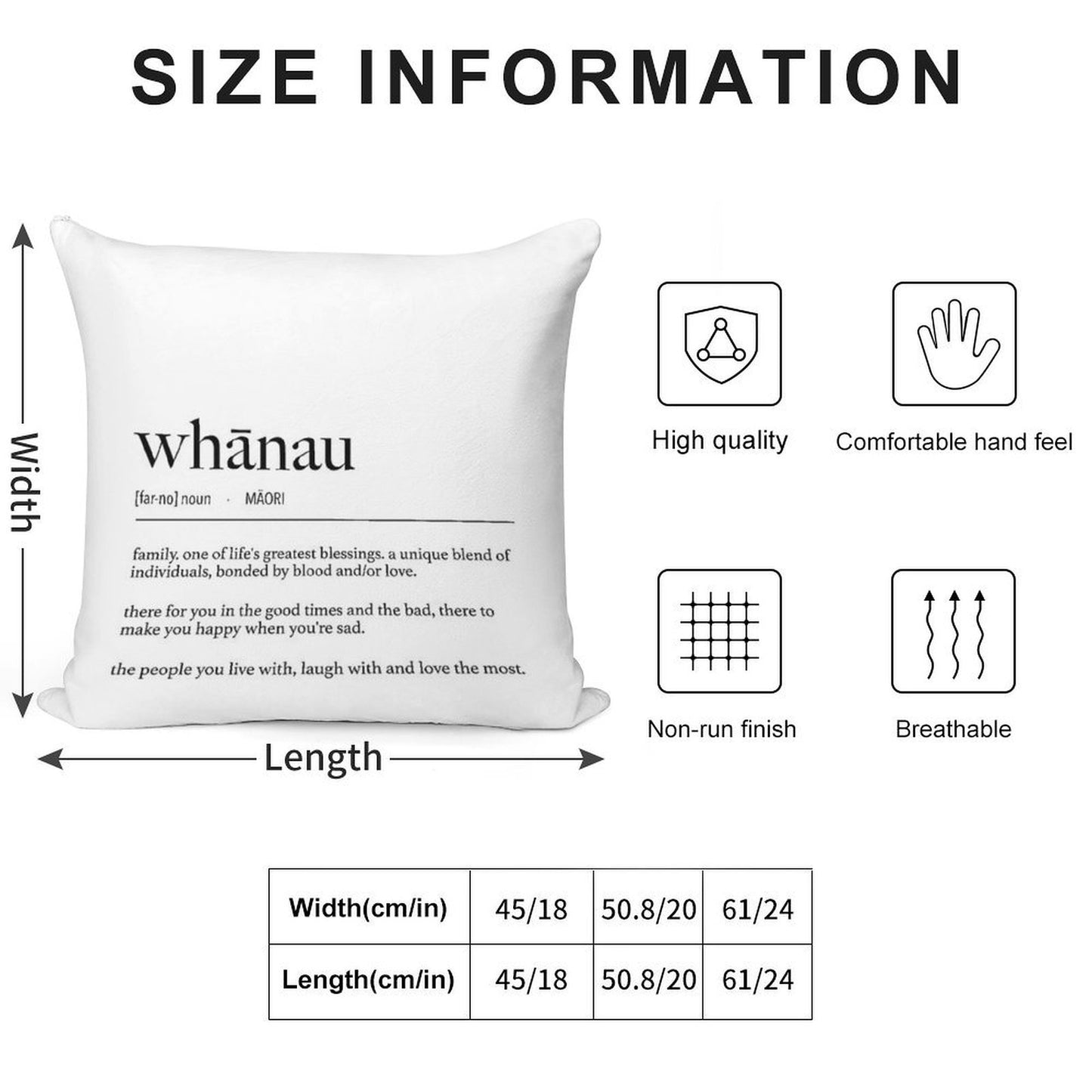 New Zealand Maori Whanau (Family) Definition Soft Short Plush Fabric Throw Pillow