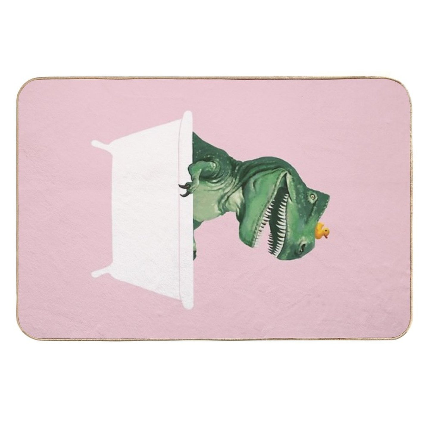 Playful T-Rex in Bathtub Pink  Anti-Trip Bath Mat