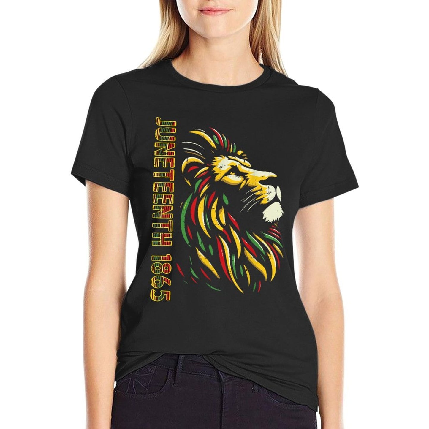 Juneteenth Lion Black African June 19th Men Women Kids  Slim-fit Cut T-Shirt