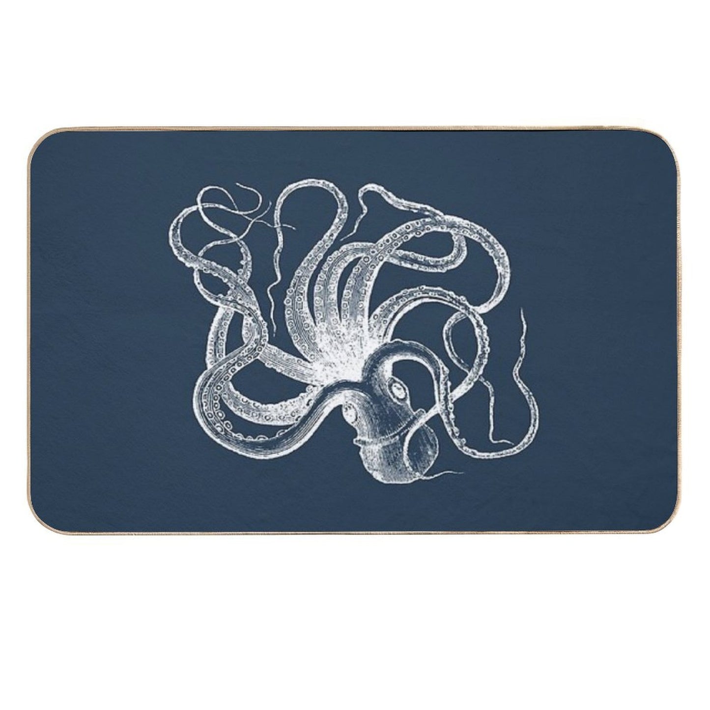 Vintage Octopus Kraken Engraving  Non-Slip Bath Mat