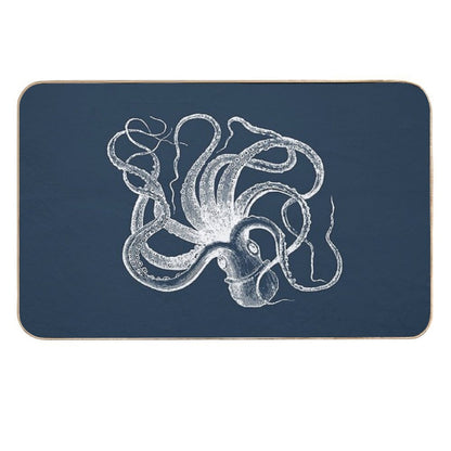 Vintage Octopus Kraken Engraving  Non-Slip Bath Mat