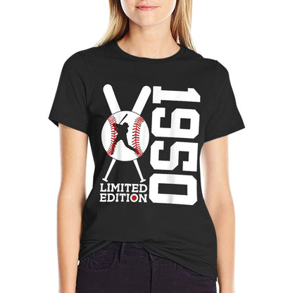 75th BIRTHDAY BASEBALL LIMITED EDITION 1950  Ribbed Collar T-Shirt