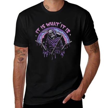 Death ~ It Is What It Is ~ Pastel Goth Grim Reaper Drip  Summer-ready Fabric T-Shirt