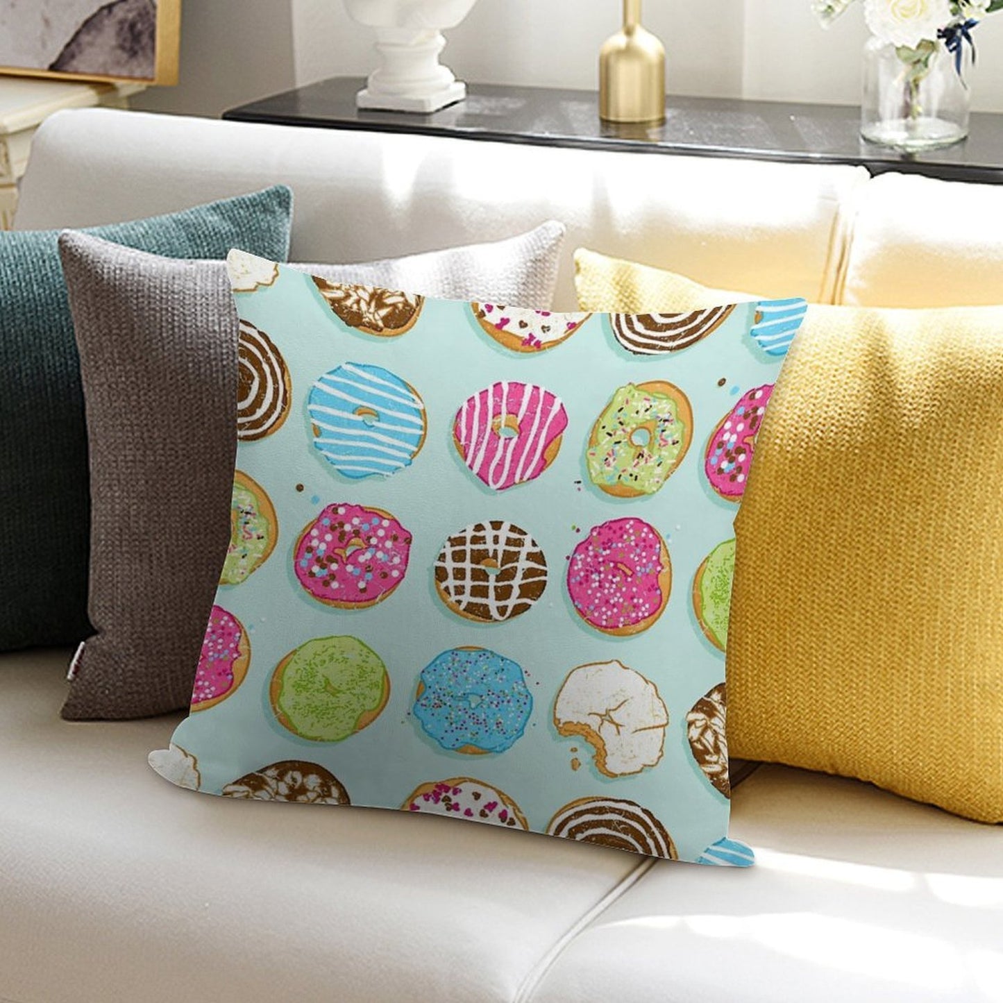 Sweet Donuts Soft Ultra-Soft Texture Throw Pillow