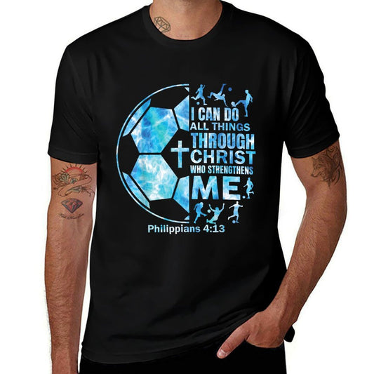 Boys Soccer Christian I Can Do All Things Religious  Trendy Pattern T-Shirt