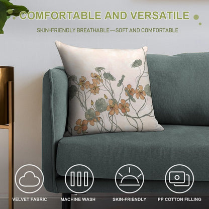 Winding - Floral Watercolour Soft Shrink-Resistant Throw Pillow