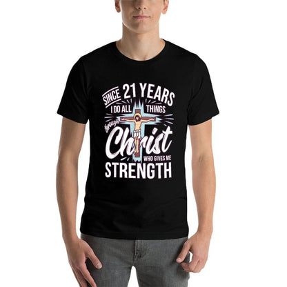 Since 21 Years - 21st Birthday Faith In Jesus  Wrinkle-resistant T-Shirt
