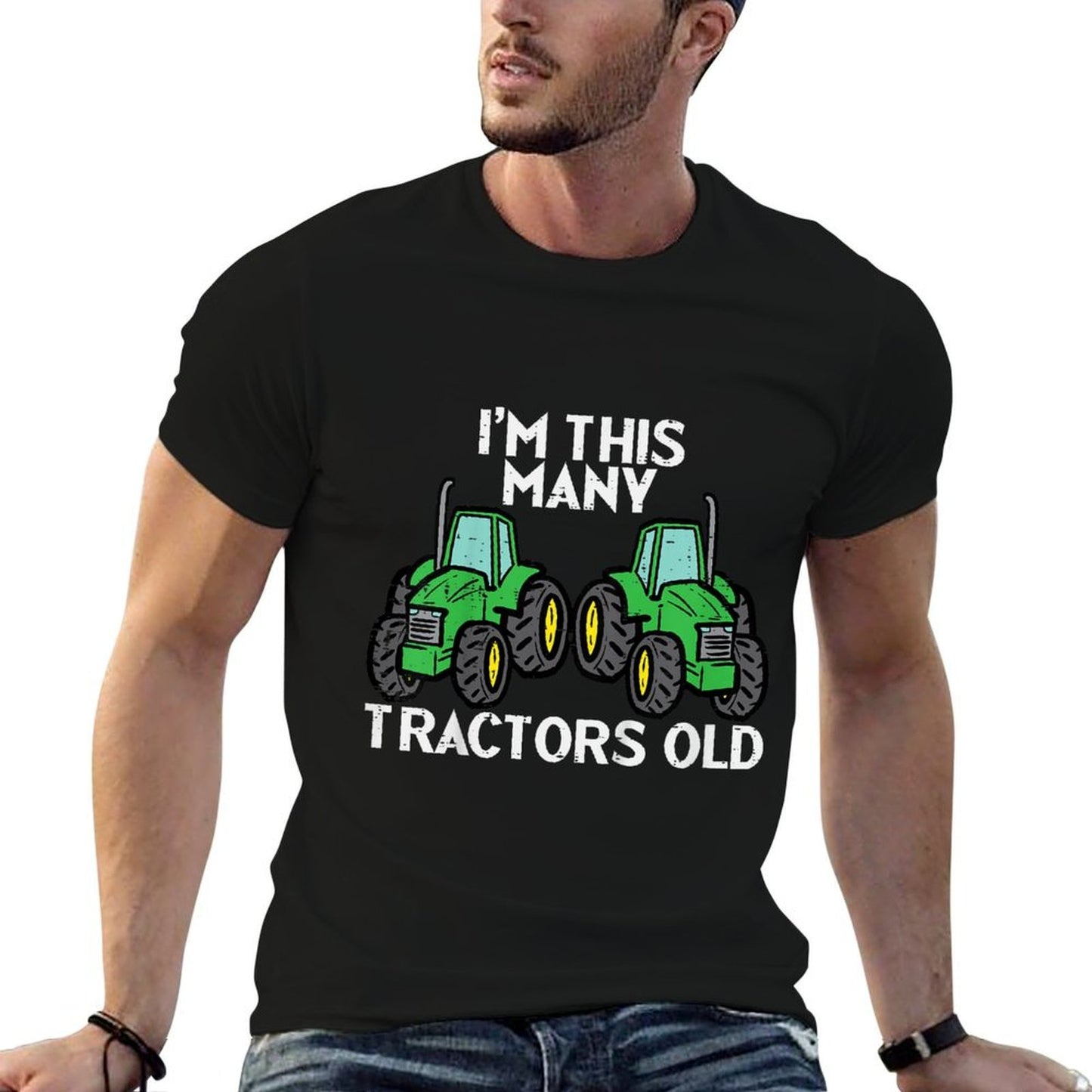 Kids 2nd Birthday Im This Many Tractors Old 2 Toddler Boys Kids  Summer-ready Fabric T-Shirt