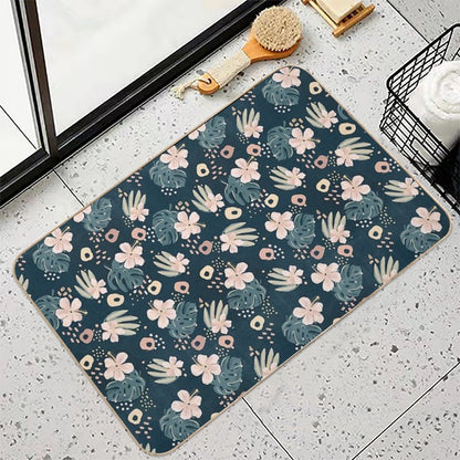 Hybiscus Pattern  Long-Lasting Bath Mat