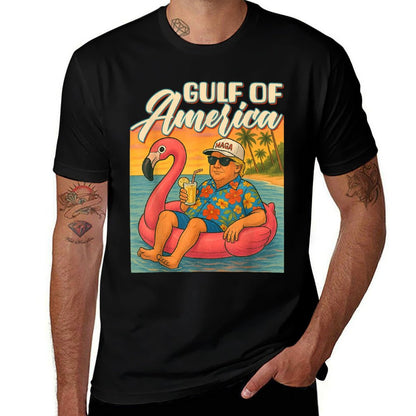 Funny Trump Flamingo Float Gulf Of US America Beach Lover Relaxed-fit T-Shirt