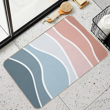 Blue And Pink Retro Style Design  Odorless Bath Mat