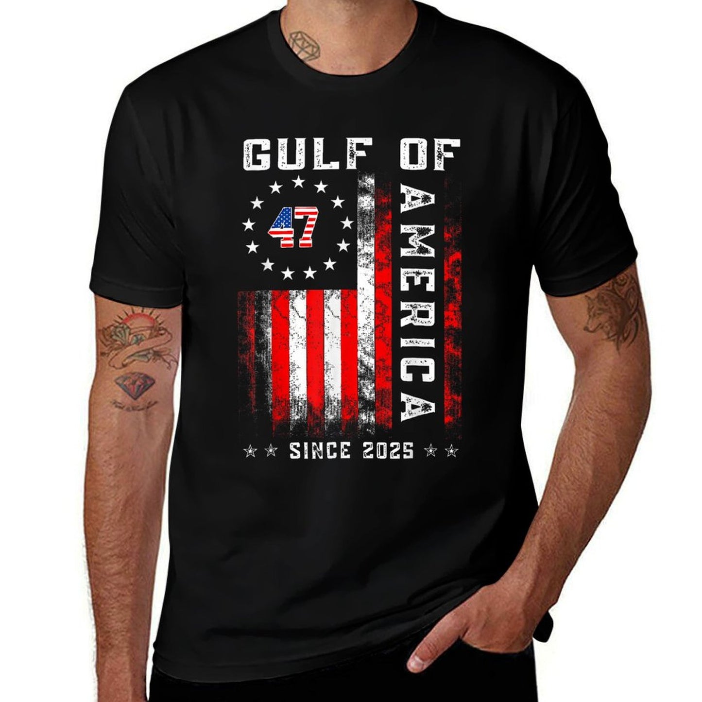 Gulf Of Usa America Funny Vintage Usa Flag Funny Moisture-wicking T-Shirt