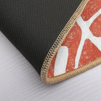 Terracotta Leaf - Monstera - Terracotta Abstract Print - Modern, Minimal, Contemporary Abstract  Stain-Proof Bath Mat