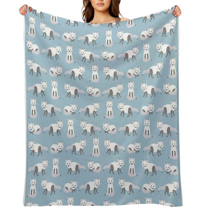 Arctic Fox Pattern Machine-washable Throw Blanket