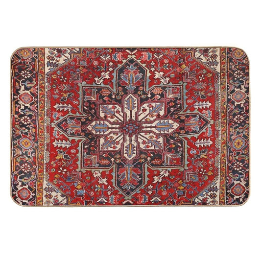 Persia Heriz 19th Century Authentic Colorful Picture of A Blue Red And Cream Rug  Versatile Bath Mat
