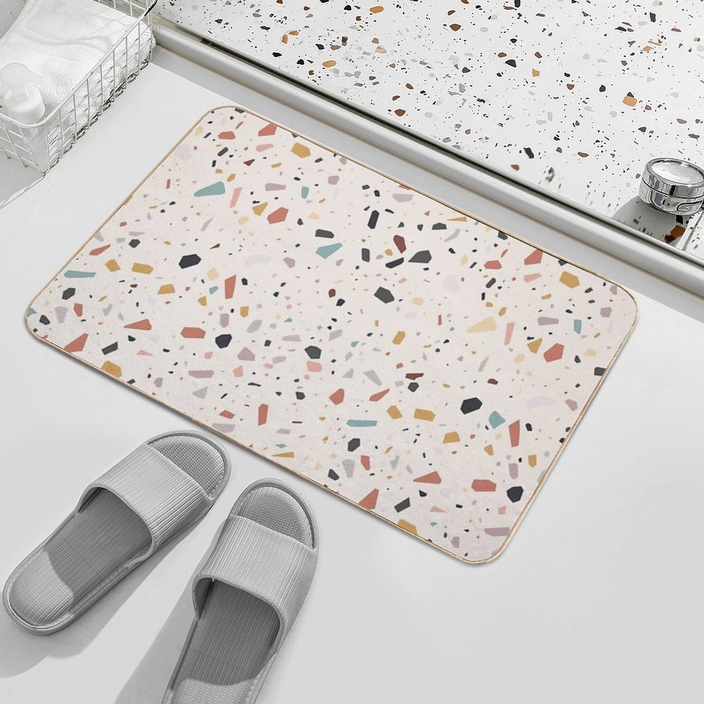 Colorful Aesthetic Terrazzo Design  Slip-Resistant Bath Mat