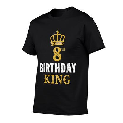 Happy 8th Birthday King 8 Years Old Party Ideas For Boys  Heathered Texture T-Shirt