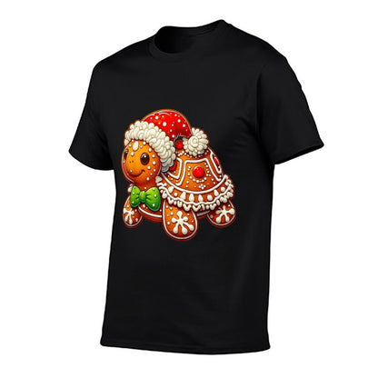 Cute Turtle Lovers Christmas Outfits Boy Girl Funny Gingerbread Man Turtle Christmas Womens Mens Kids  High-quality Stitching T-Shirt
