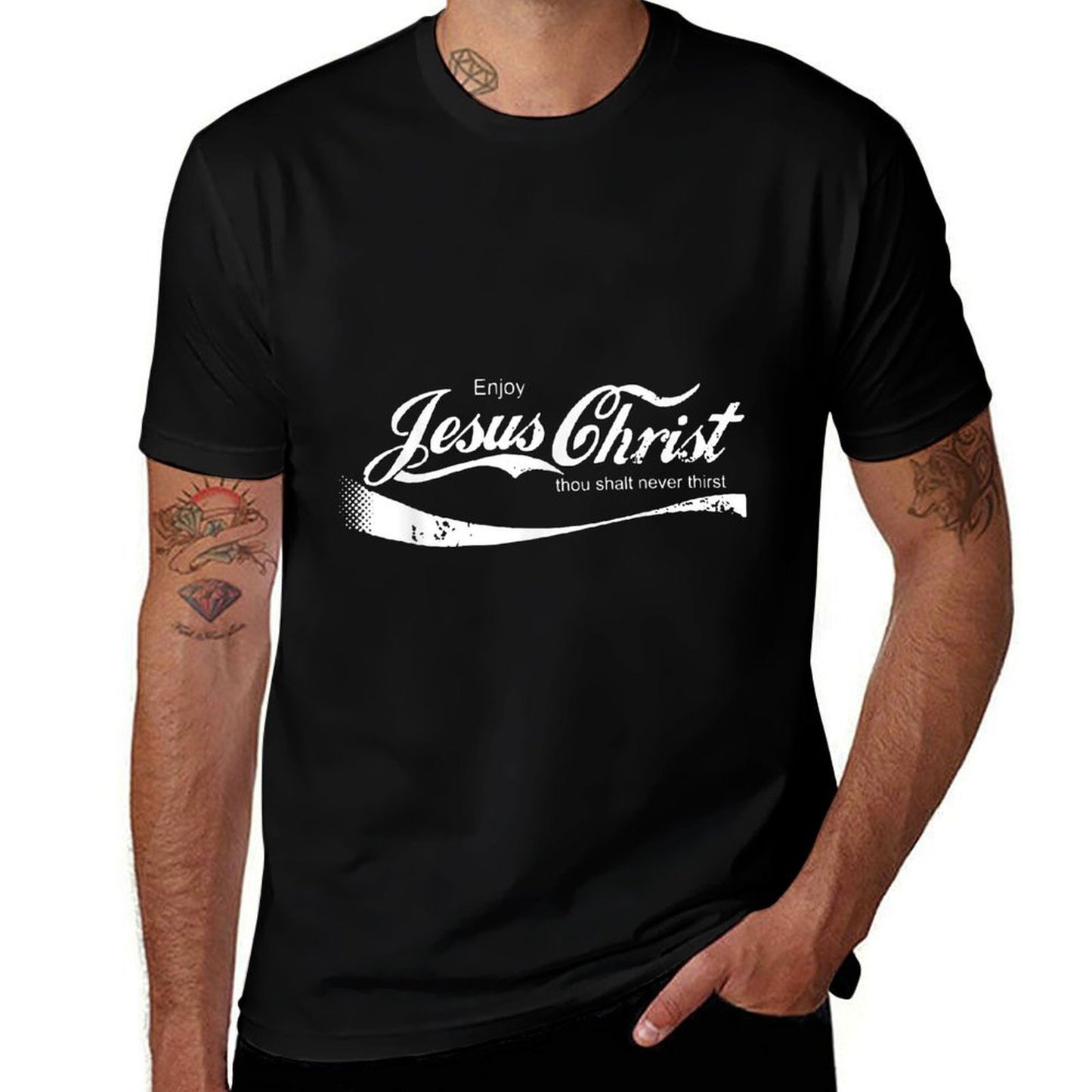 Enjoy Jesus Christ Thou Shalt Never Thirst  Summer-ready Fabric T-Shirt