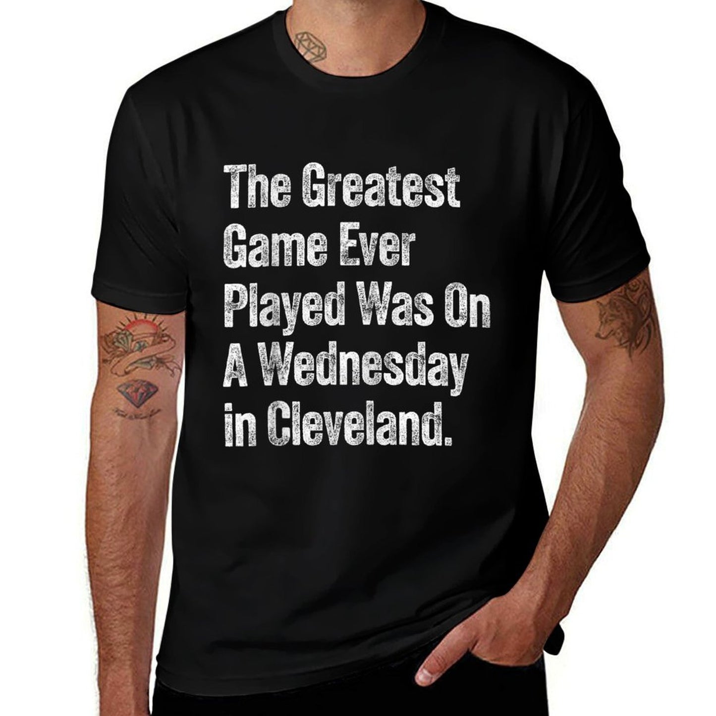 The Greatest Game Ever Played Was On A Wednesday Cleveland  Rolled Sleeves T-Shirt