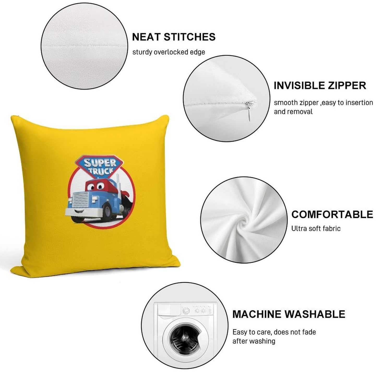 Carl The Super Truck of Car City Soft Ultra-Soft Texture Throw Pillow