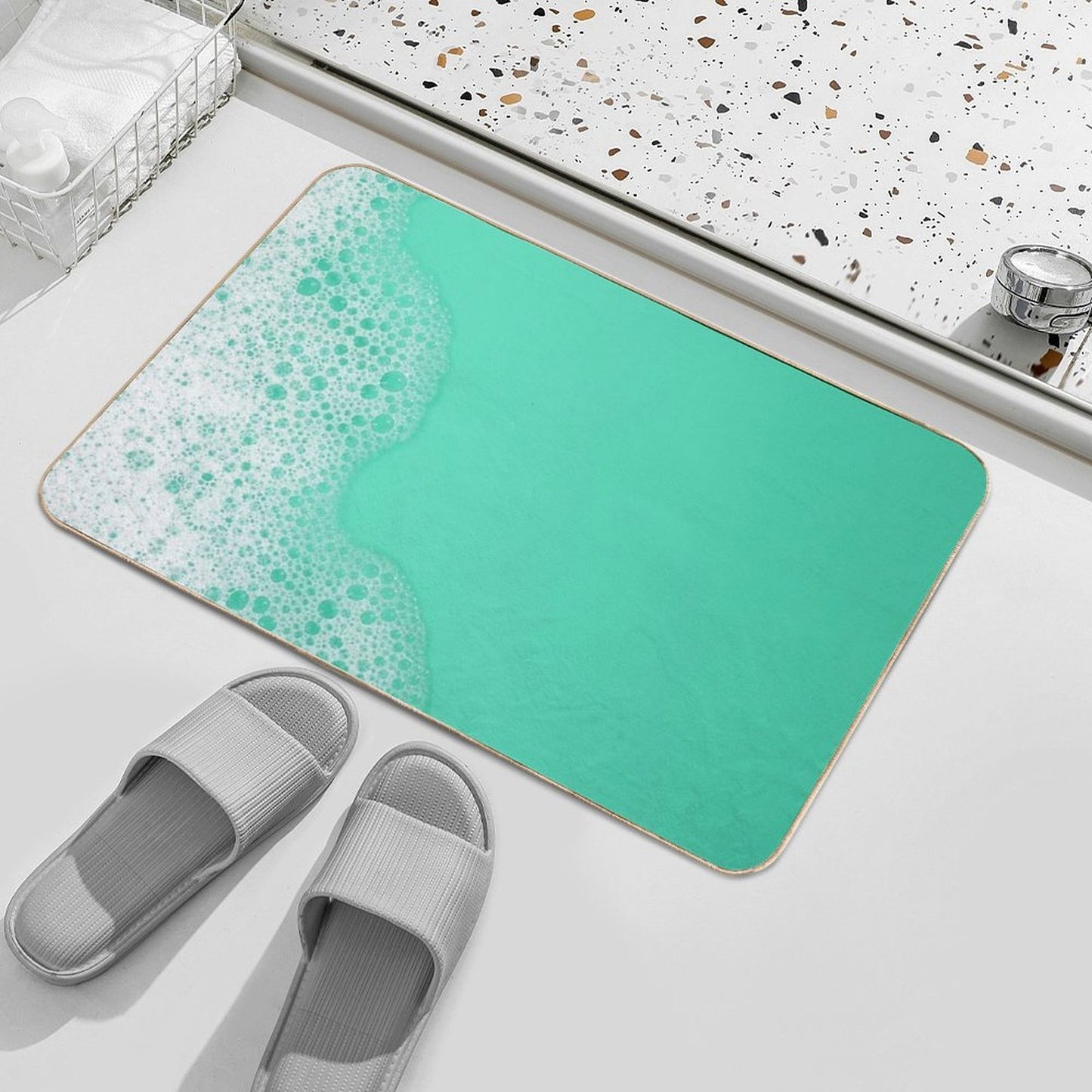 Aquamarine Foam  Rapid-Drying Bath Mat