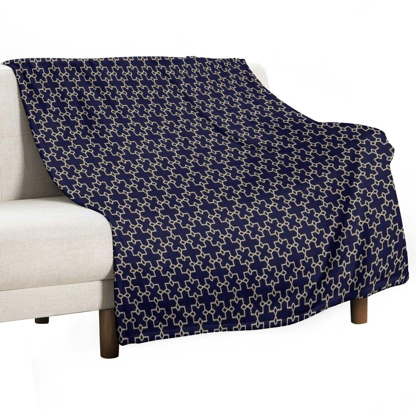 Radiant Symmetry - Seamless Gold And Blue Geometry Durable Throw Blanket