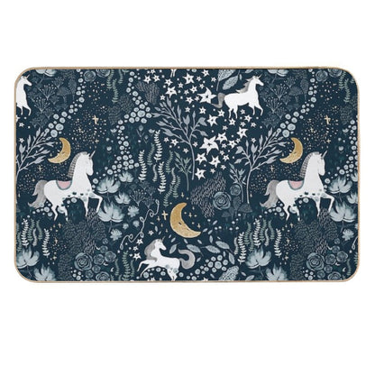 Unicorns Fields - Moody Blue  Fade-Resistant Bath Mat
