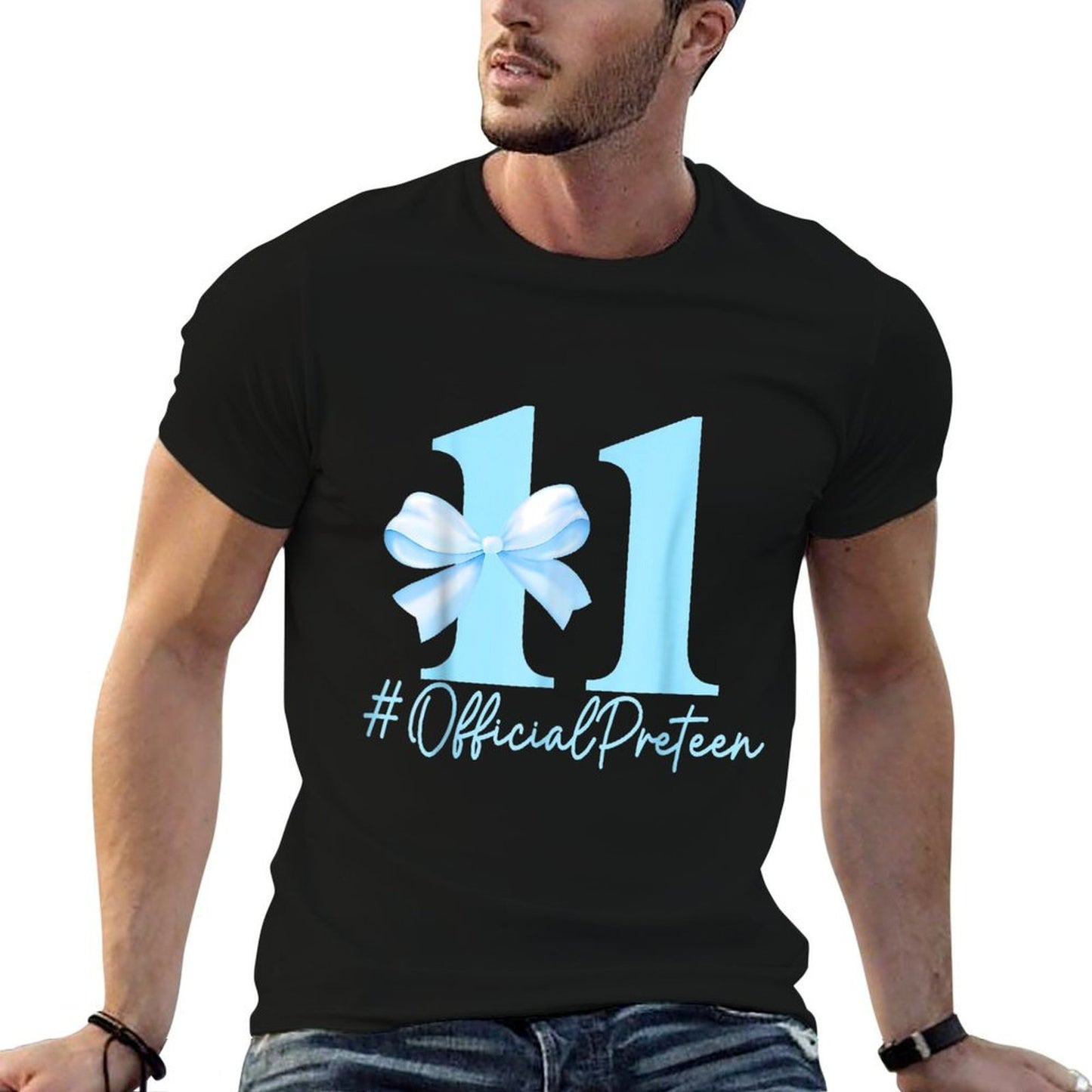 Birthday Girl Blue Coquette Bow 11 Year Old Official Preteen  Stretchy T-Shirt