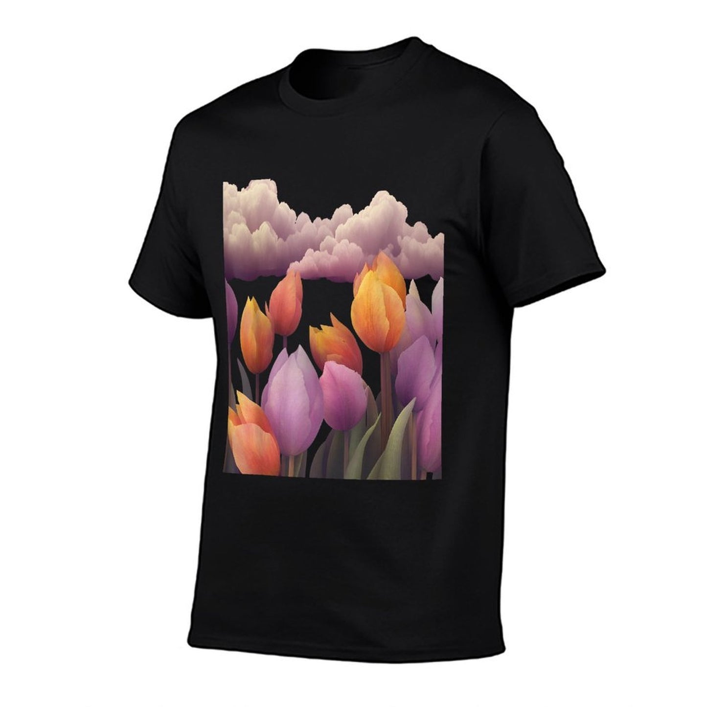 Tulip Fields At Twilight Floral Art  Eco-friendly Material T-Shirt