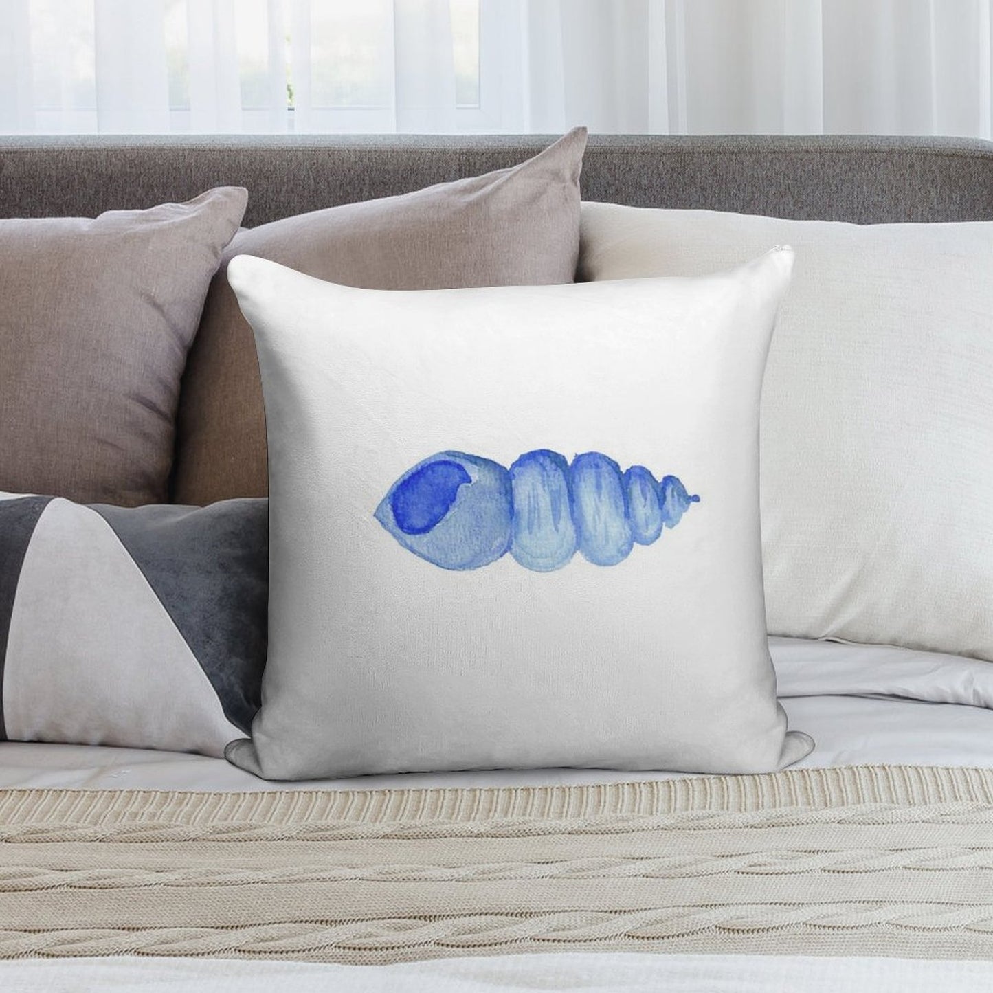 Watercolor Shell by Charlotte Canzano Soft Bedroom Essential Throw Pillow