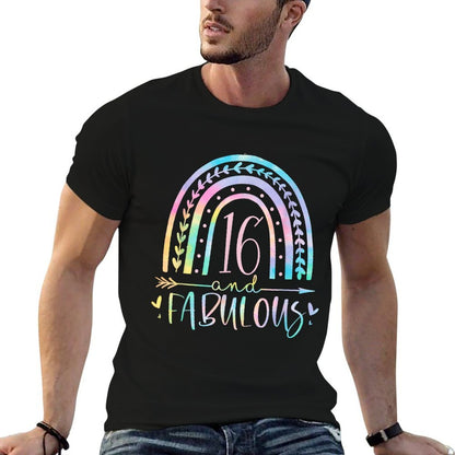 16 And Fabulous Rainbow Sixteen Year Old Girls BDay Tie Dye  Heathered Texture T-Shirt