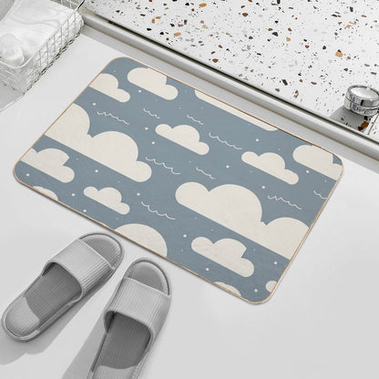 Puffy Clouds Pattern Cloudy DaySky Weather Paradise Nature Palette Durable Bath Mat
