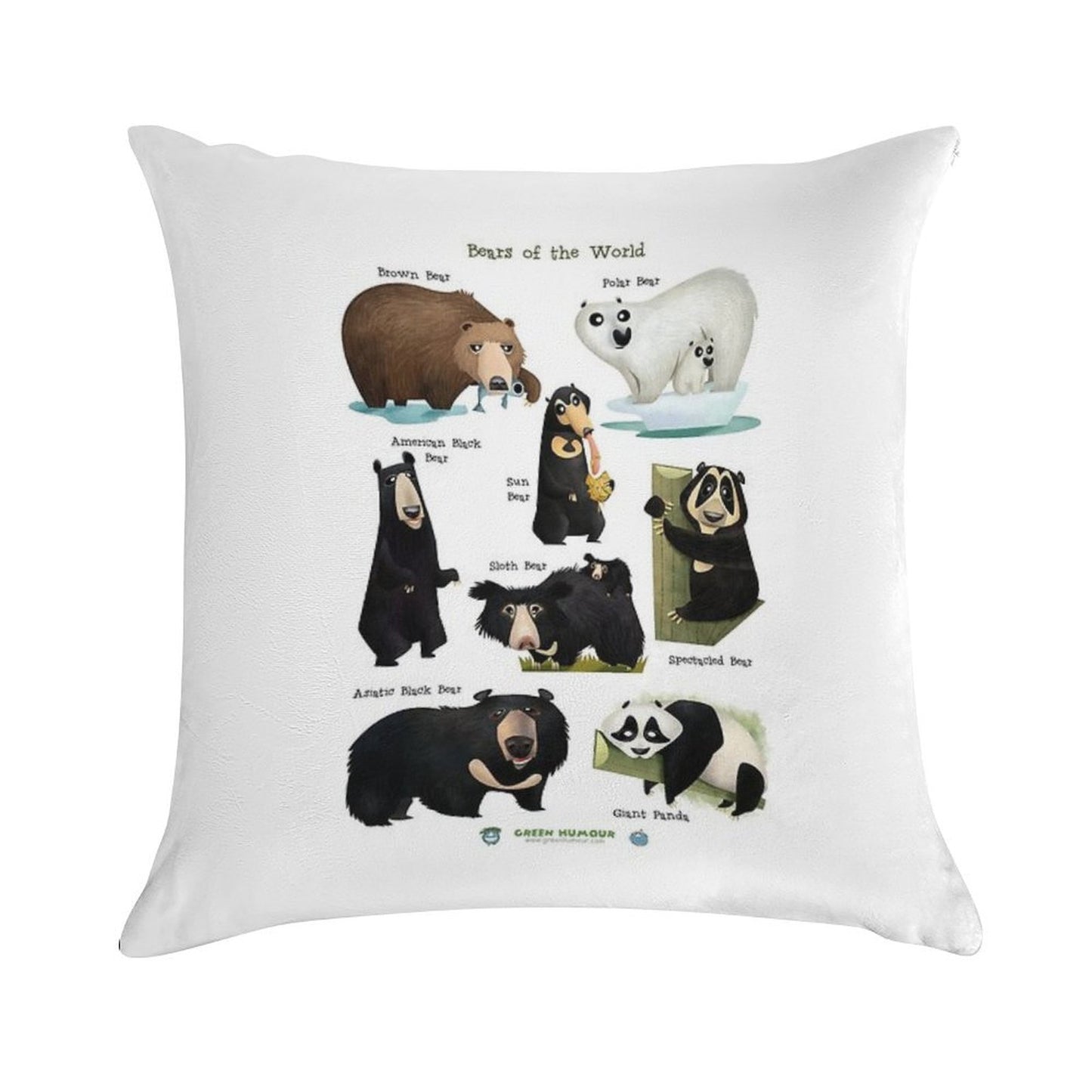 Bears of The World Soft Skin-Friendly Throw Pillow