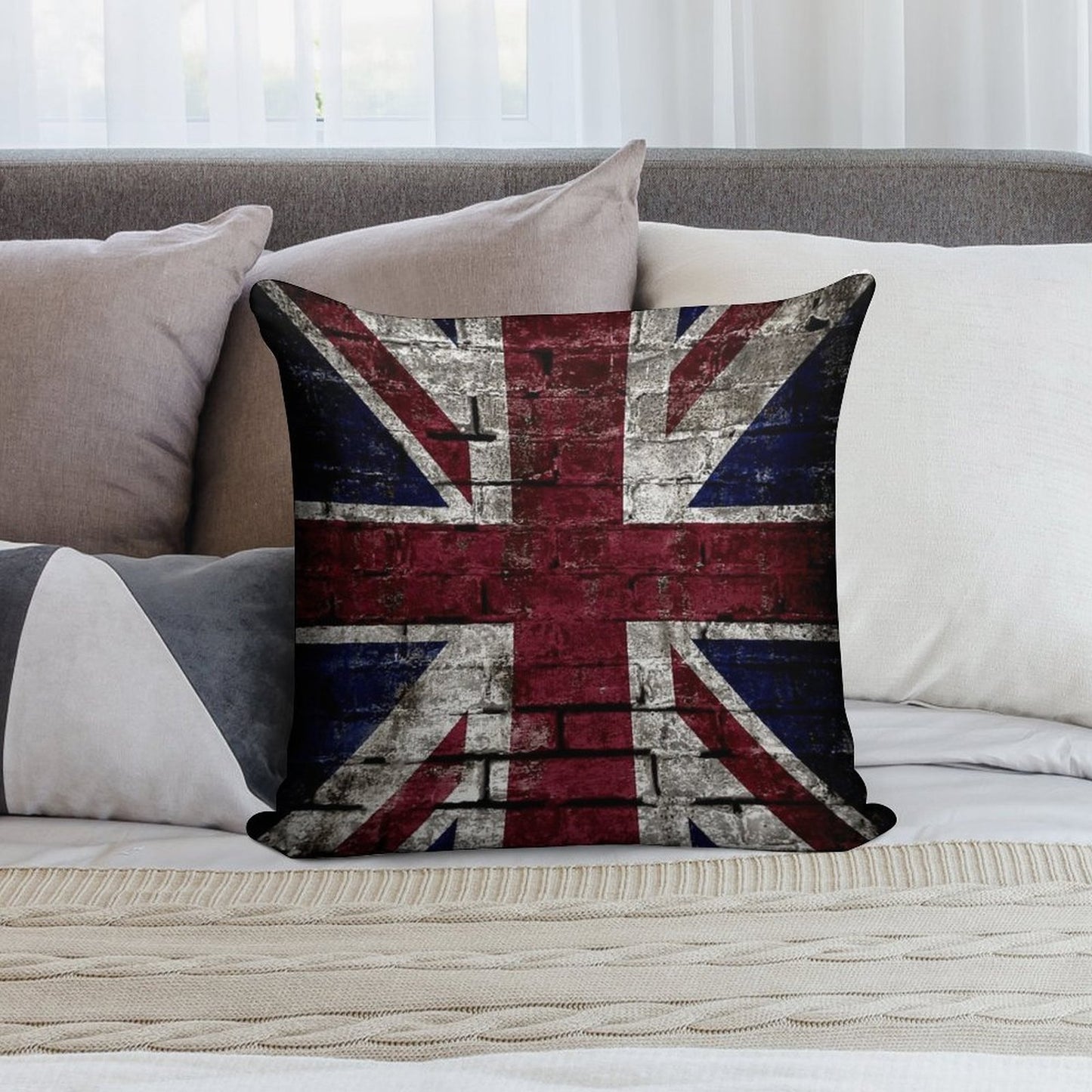 Grunge UK Flag, Great Britain, Punk Style Distressed Wall Soft Multiple Sizes Throw Pillow