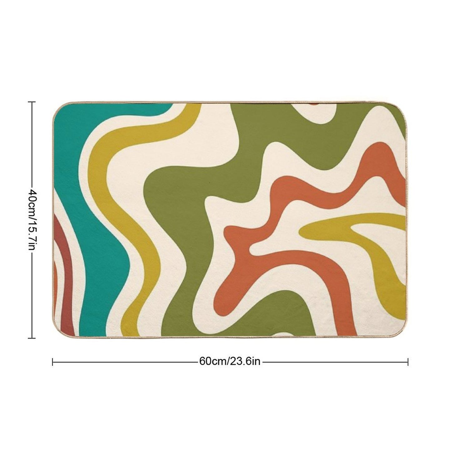 Liquid Swirl Retro Abstract Pattern in Mid Mod Colours on Cream  Versatile Bath Mat