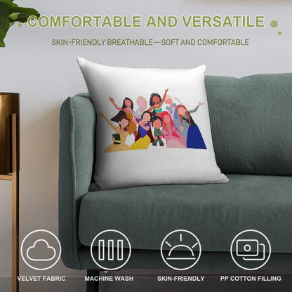 Princesses Soft High-Density Material Throw Pillow